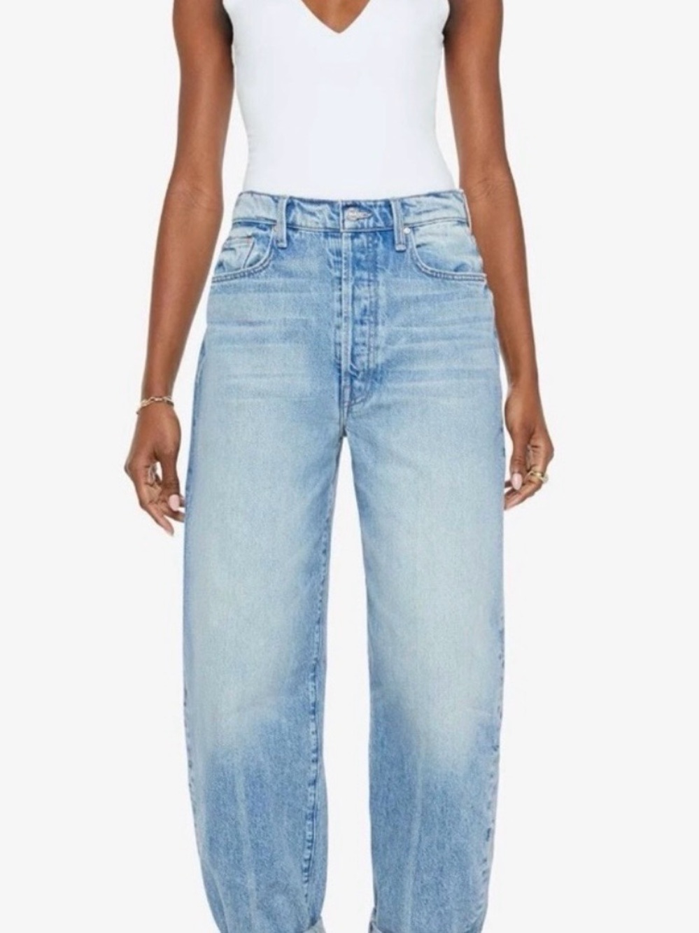 MOTHER Fangirl Button Skimp Cuff Women’s High-Waist BarrelJeans NWOT